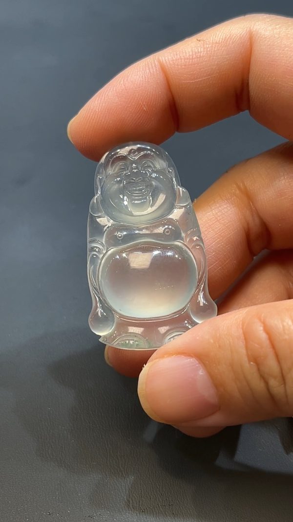 翡翠玉器天然A級翡翠彌勒佛站佛公吊墜 翡翠直播#255 - Image 4
