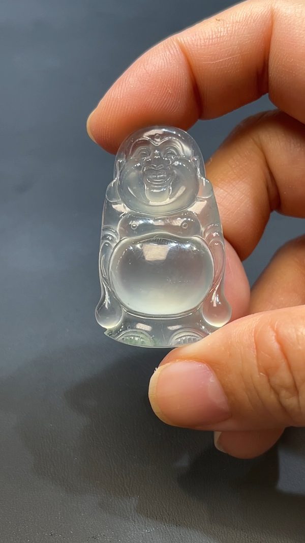 翡翠玉器天然A級翡翠彌勒佛站佛公吊墜 翡翠直播#255 - Image 5