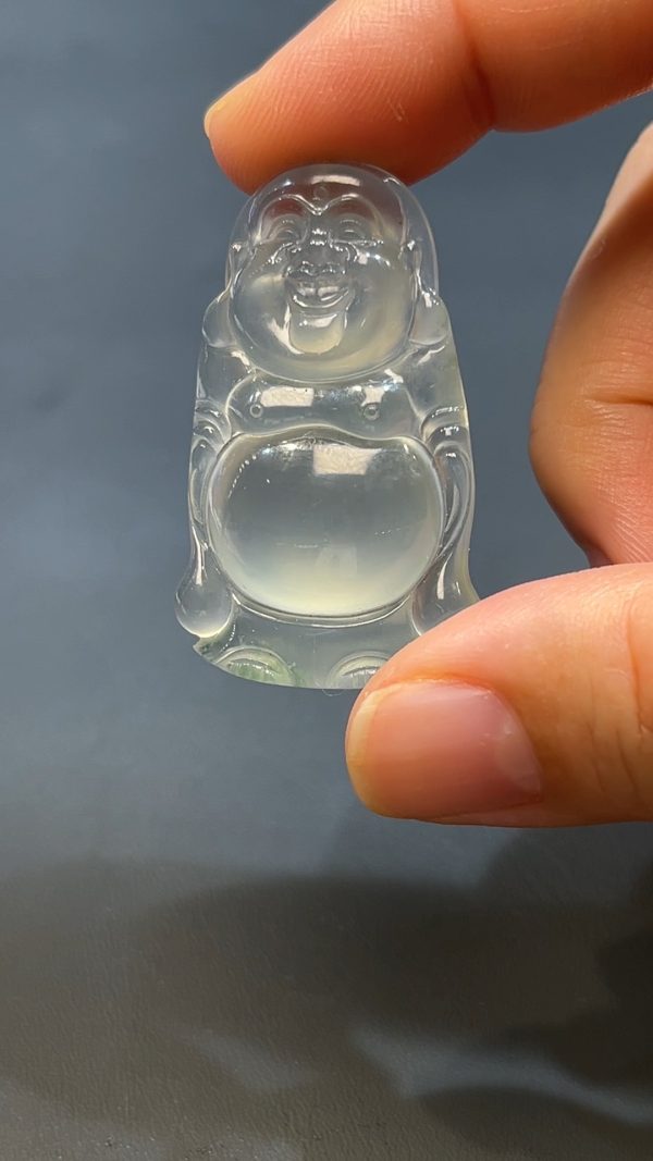 翡翠玉器天然A級翡翠彌勒佛站佛公吊墜 翡翠直播#255 - Image 6