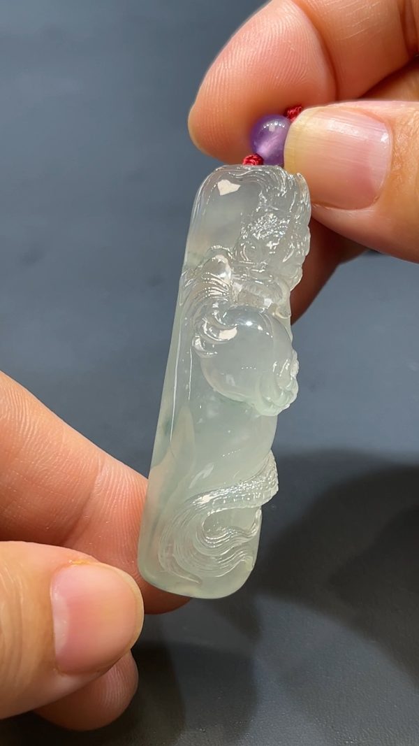翡翠玉器天然A級翡翠龍戲珠吊墜 翡翠直播#256 - Image 4