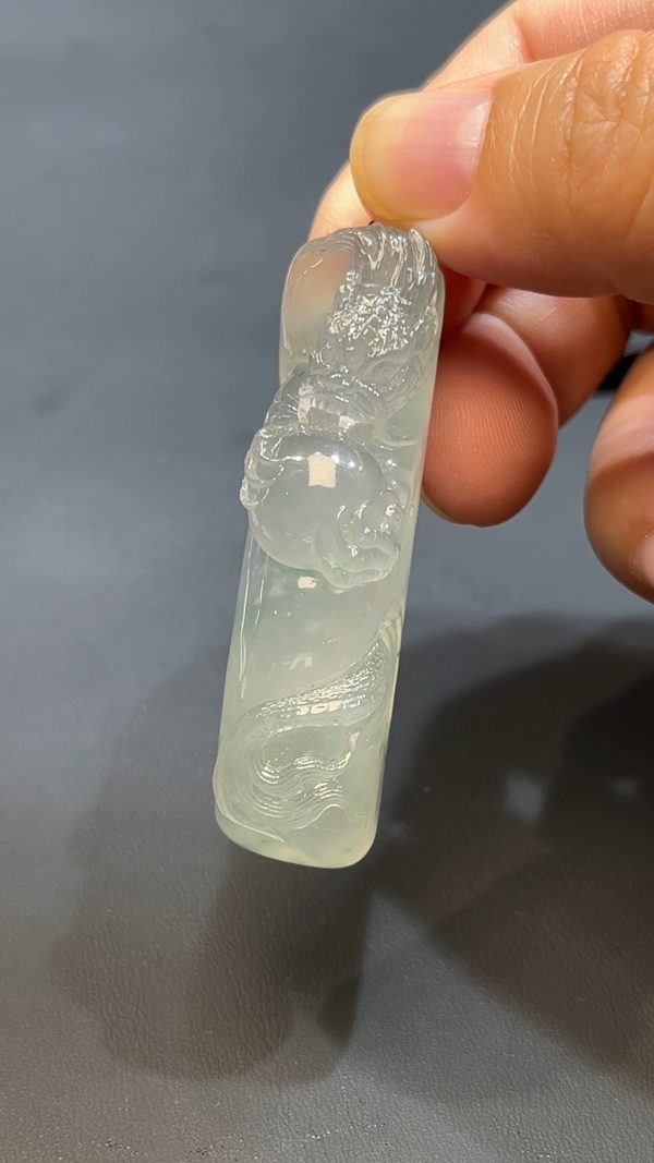 翡翠玉器天然A級翡翠龍戲珠吊墜 翡翠直播#256 - Image 5