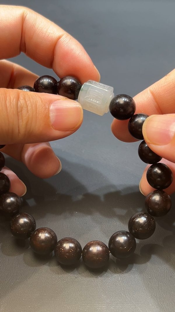 翡翠玉器天然A級翡翠六字真言手串 翡翠直播#257 - Image 3