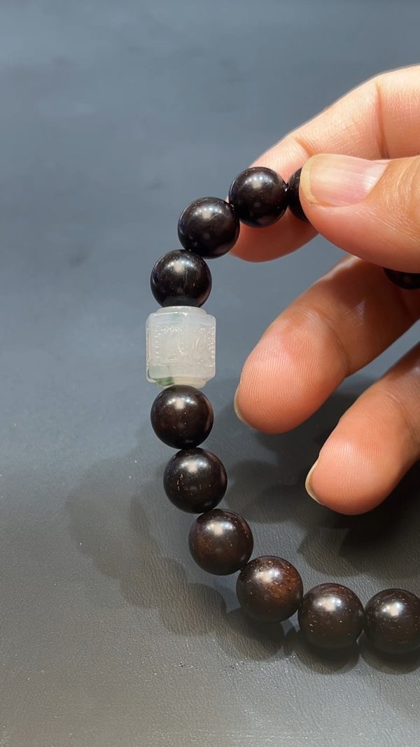 翡翠玉器天然A級翡翠六字真言手串 翡翠直播#257