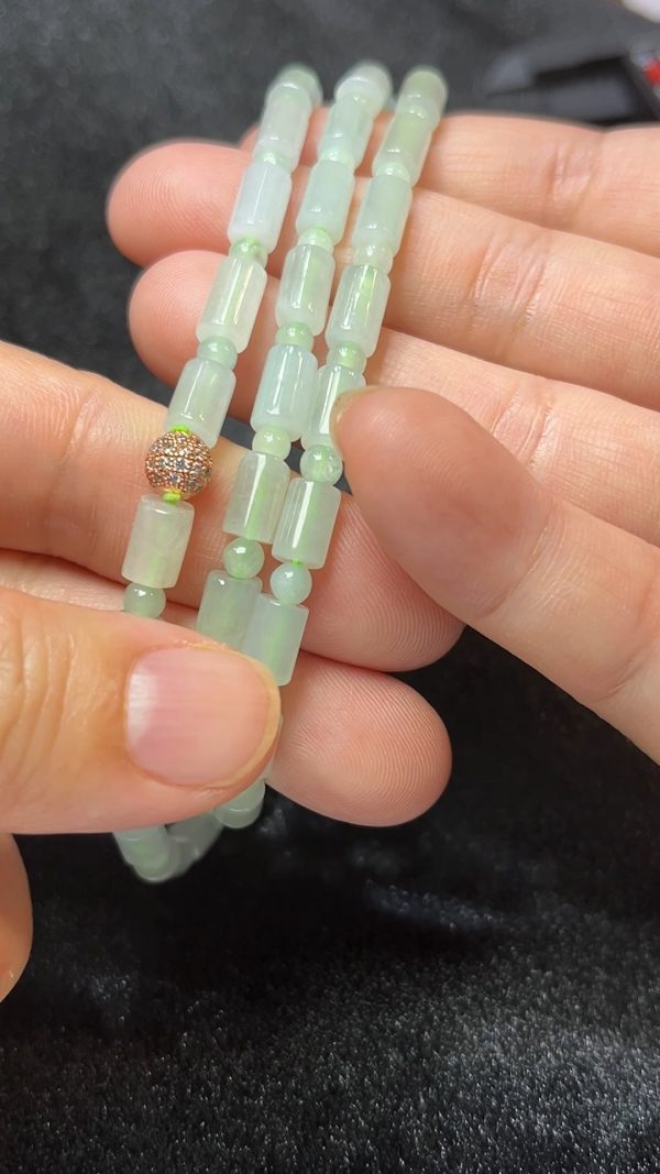 天然A級翡翠 長短有序｜天然A貨翡翠桶珠圓珠設計款 翡翠直播#271 - Image 5
