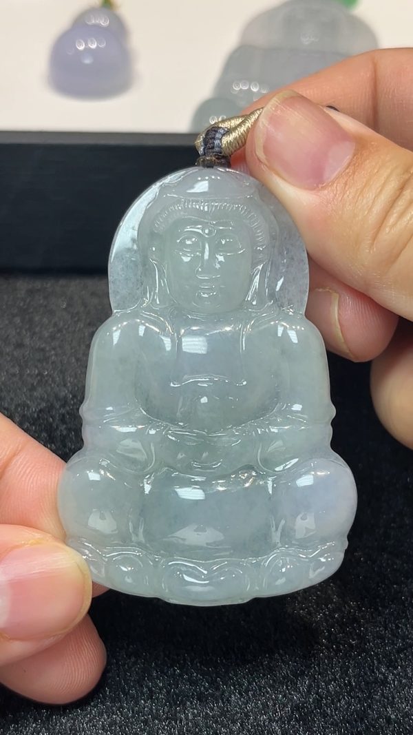 觀音護佑｜天然A級翡翠正裝觀音吊墜 #280