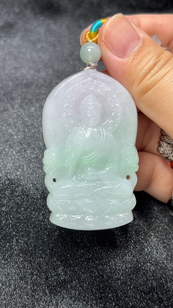 春光佛慧｜天然A級春彩翡翠大日如來吊墜 翡翠直播#293 - Image 9