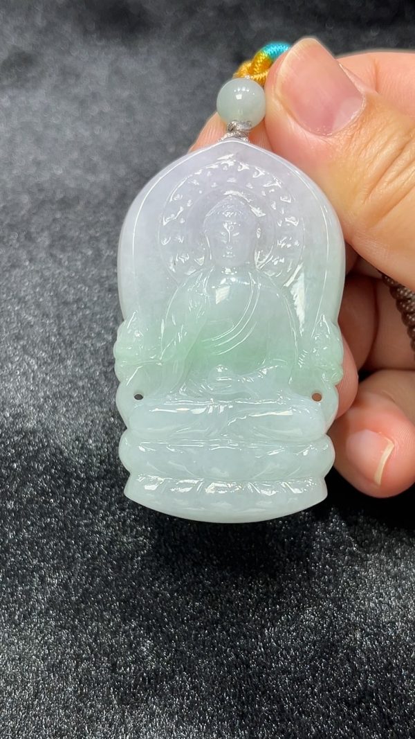 春光佛慧｜天然A級春彩翡翠大日如來吊墜 翡翠直播#293 - Image 10