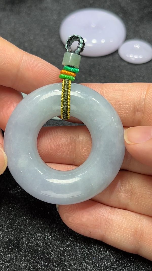 圓圓福緣｜天然A級紫羅蘭翡翠平安環吊墜 翡翠直播#304 - Image 2