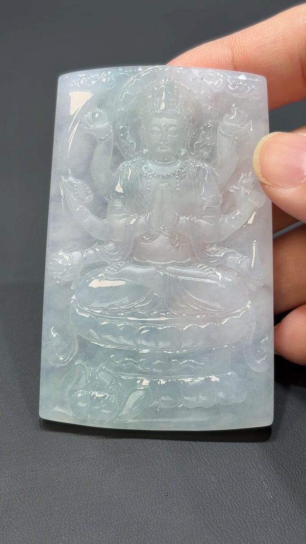 千願守護｜天然A級翡翠千手觀音吊墜 #314