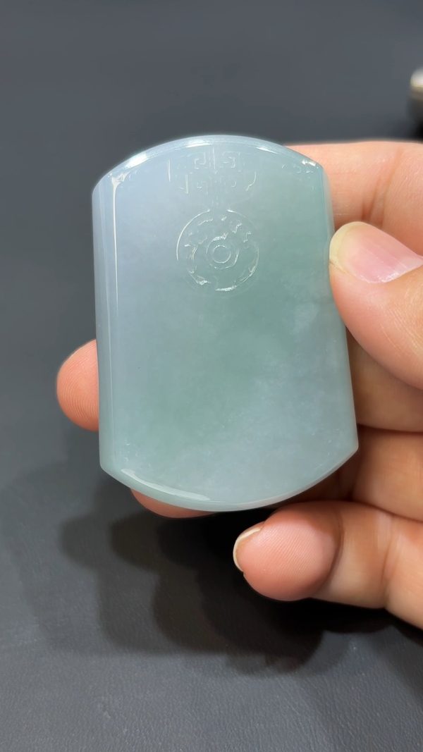 沉靜之力｜天然A貨厚板翡翠古風牌墜飾 #315 - Image 2