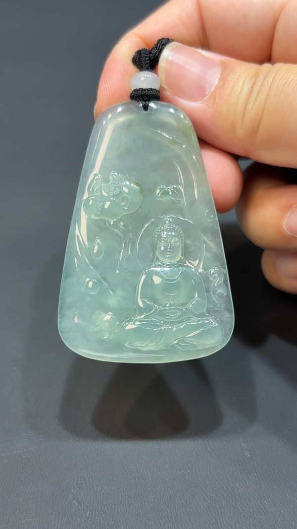 如來慧光｜天然A級冰透翡翠大日如來吊墜 #316 - Image 6