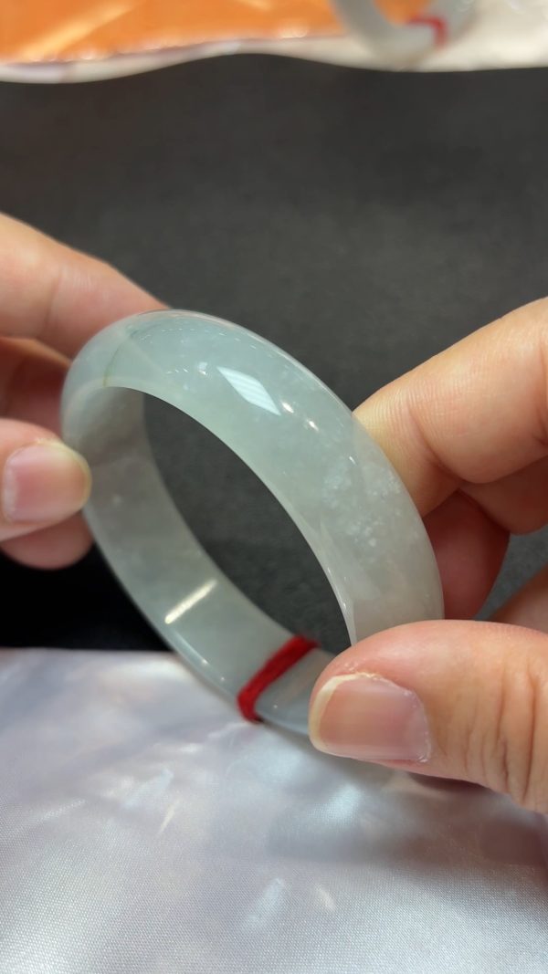 翡翠素韻｜白色糯冰種玉手鐲（直播編號322｜內徑53.8mm） - Image 7