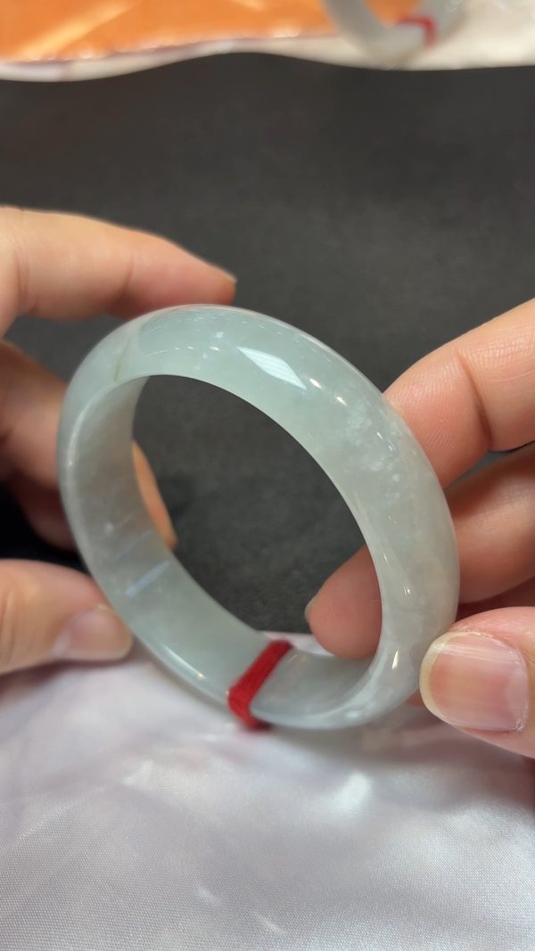 翡翠素韻｜白色糯冰種玉手鐲（直播編號322｜內徑53.8mm） - Image 8
