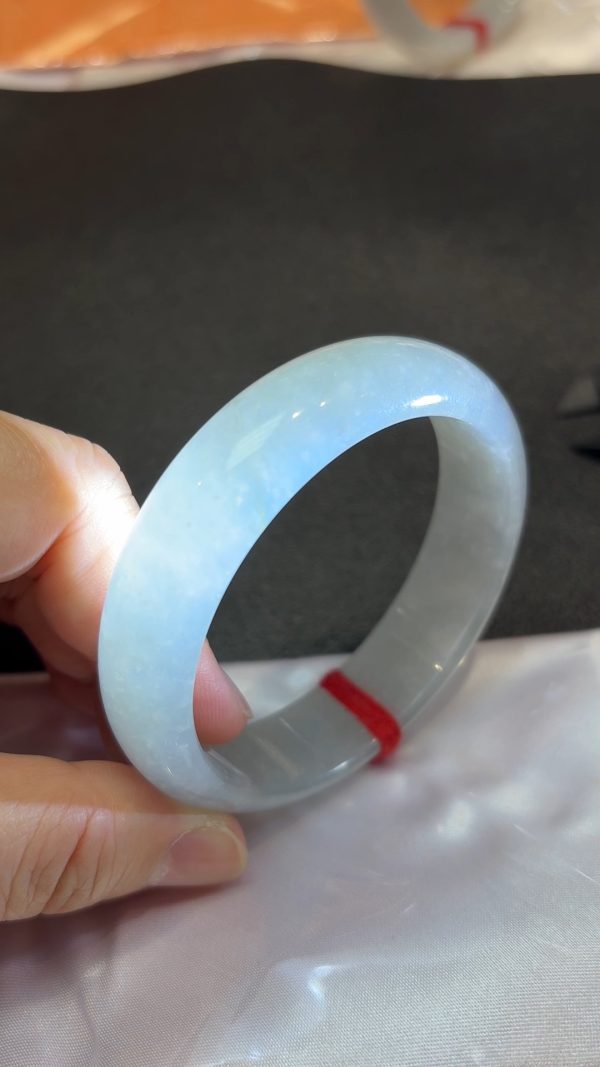 翡翠素韻｜白色糯冰種玉手鐲（直播編號322｜內徑53.8mm） - Image 9
