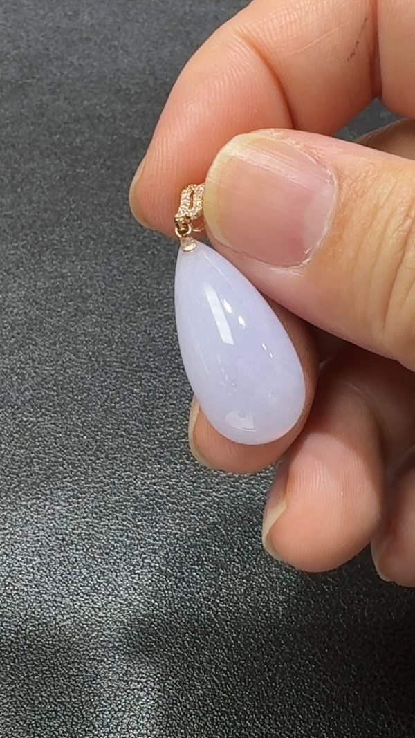 霧紫輕凝．18K翡翠水滴魅影吊墜   直播編號#337 - Image 3