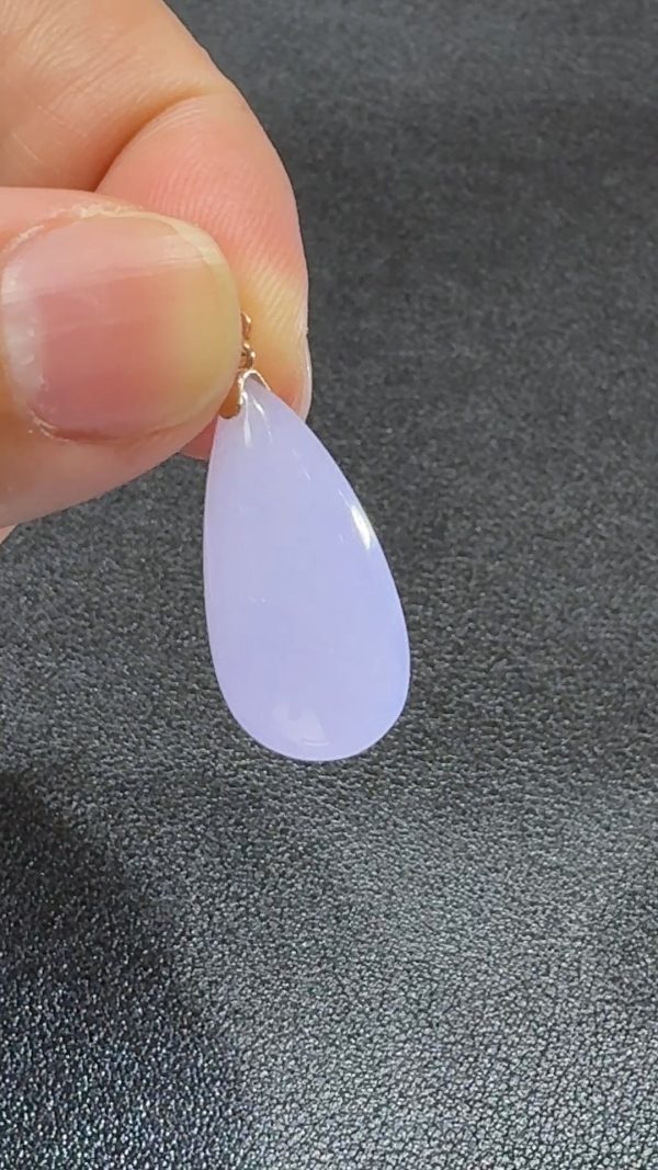 霧紫輕凝．18K翡翠水滴魅影吊墜   直播編號#337 - Image 6
