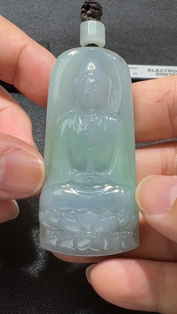 靈翠守慈・紫綠觀音之心 翡翠吊墜 直播編號#341