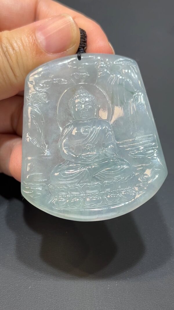 翡翠玉器精選 翡翠佛光・大日如來山水蓮座吊墜 編號#360 - Image 7