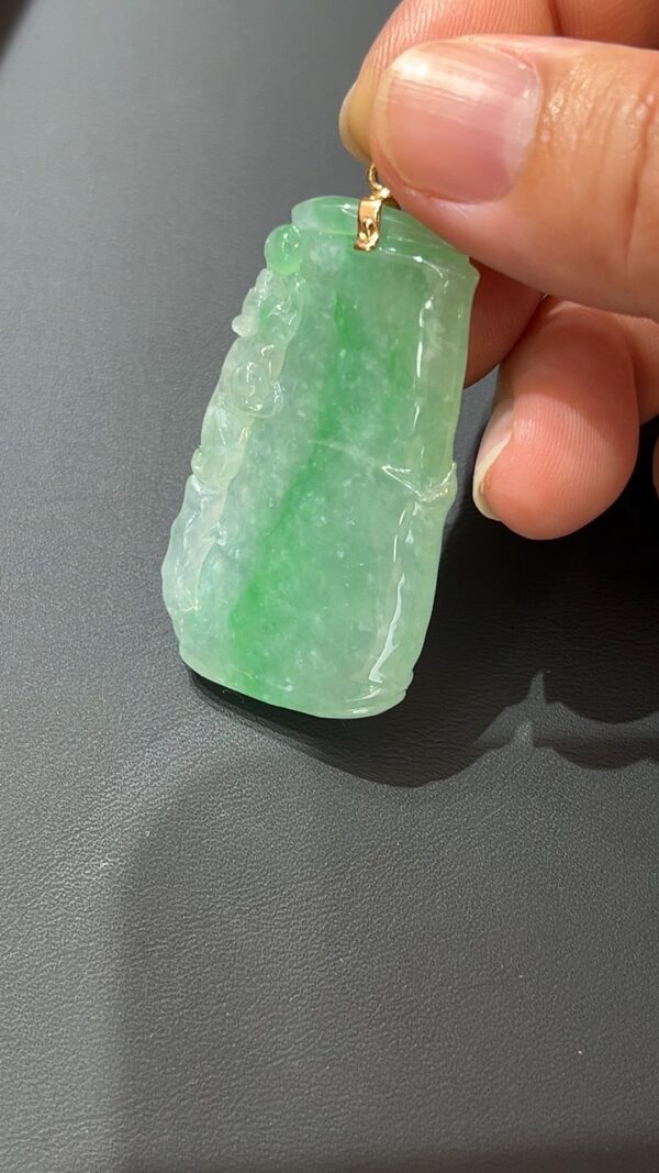 富貴節節．18K黃金翡翠竹節吊墜 - Image 4