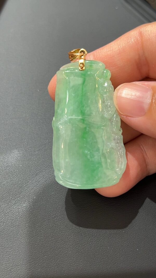 富貴節節．18K黃金翡翠竹節吊墜 - Image 7