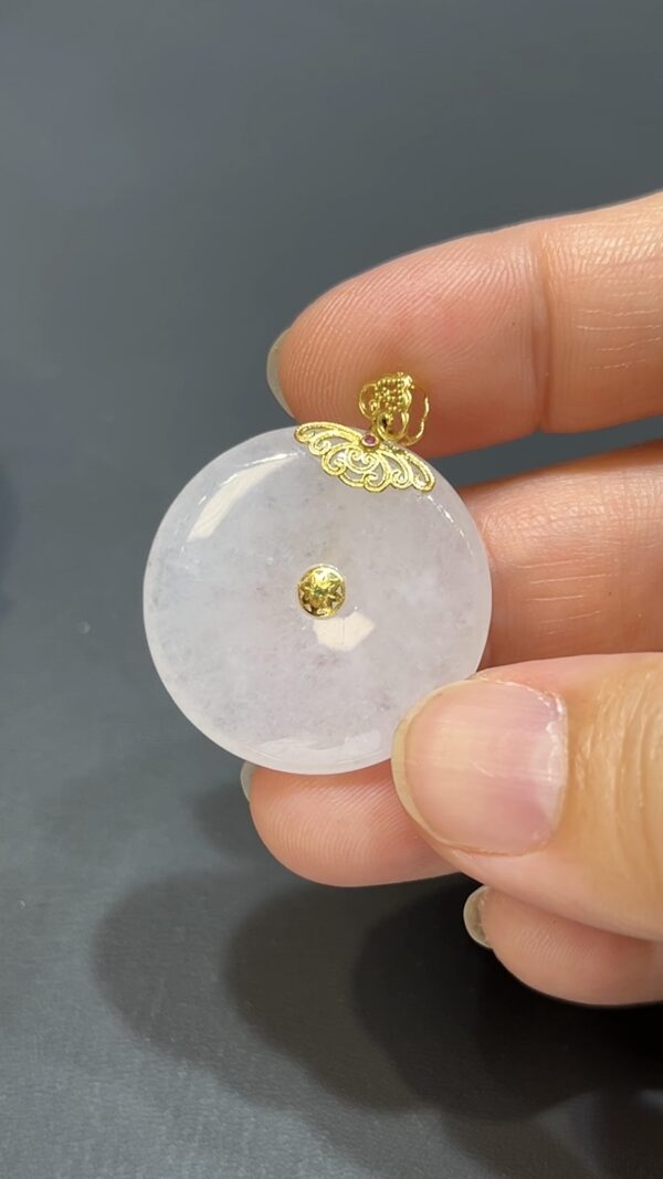 翡翠玉器精選 復古蕾絲翡翠平安扣 編號#405 - Image 2