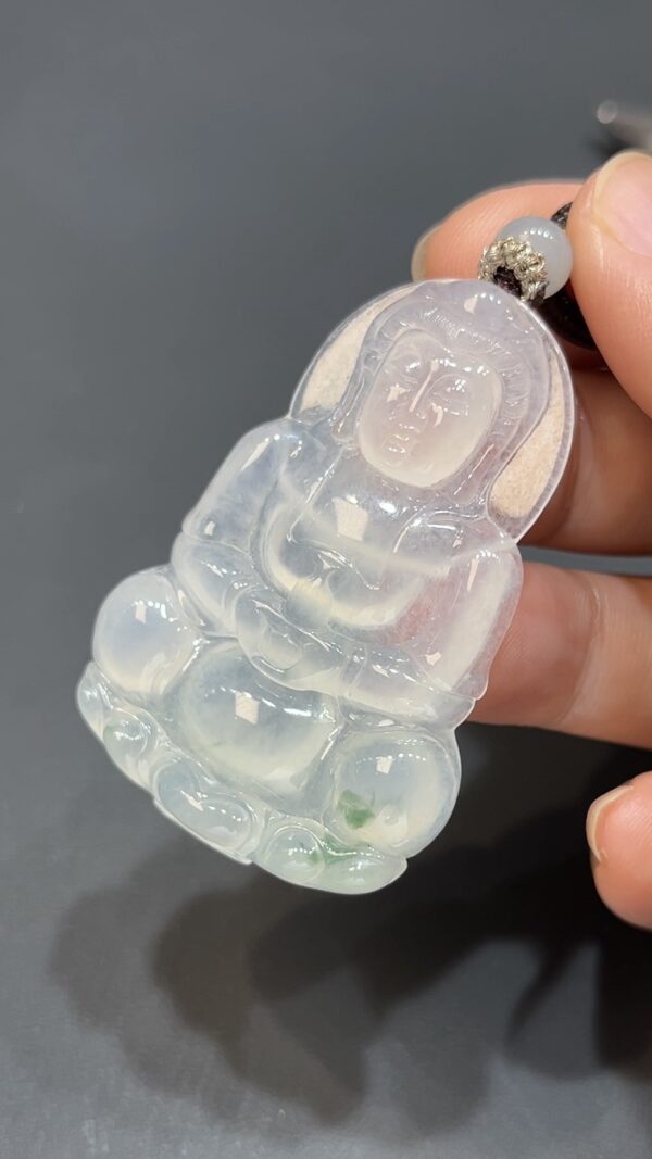 翡翠玉器精選 冰心聖韻・翡翠觀音玉吊墜 編號# 420 - Image 4