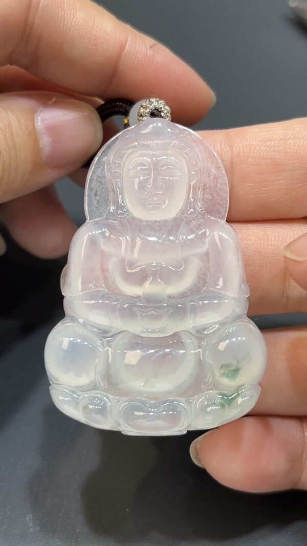 翡翠玉器精選 冰心聖韻・翡翠觀音玉吊墜 編號# 420 - Image 2