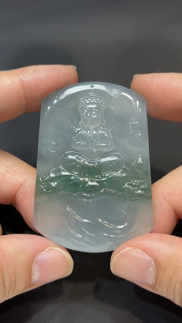 翡翠玉器精選 蓮上童心・高品質翡翠寶寶佛玉吊墜 編號# 428 - Image 3