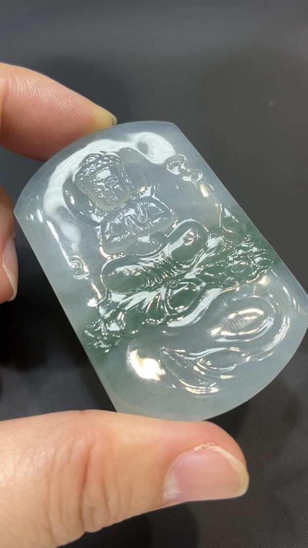 翡翠玉器精選 蓮上童心・高品質翡翠寶寶佛玉吊墜 編號# 428 - Image 4