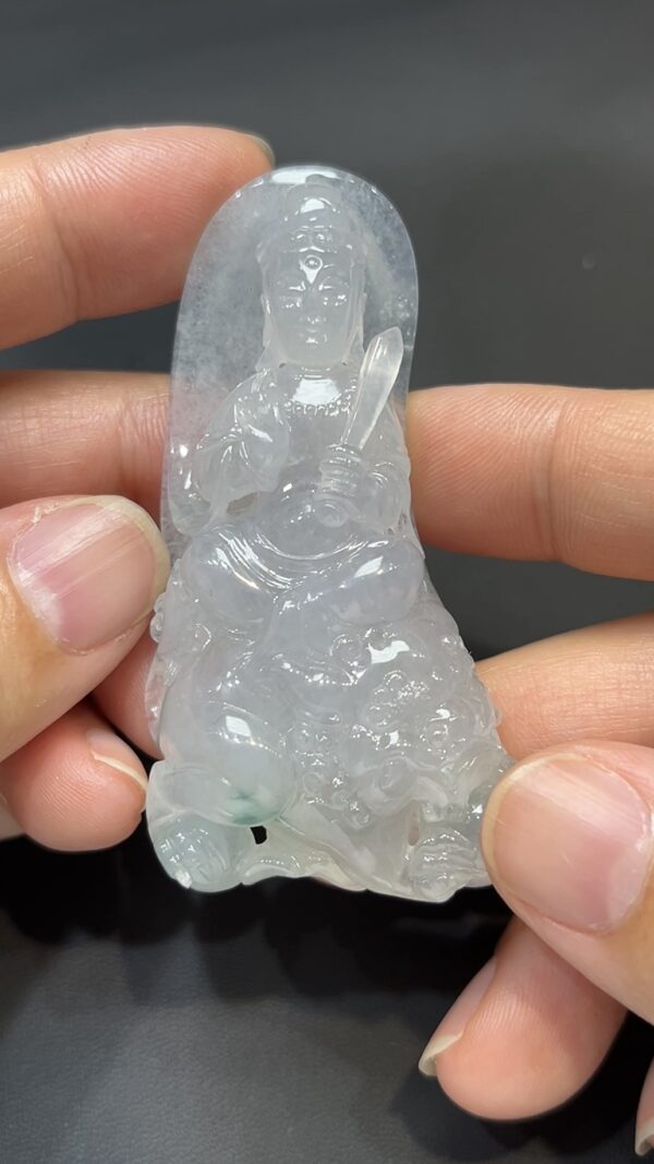 翡翠玉器精選 智光威儀・高品質翡翠文殊菩薩玉吊墜 編號# 430 - Image 4