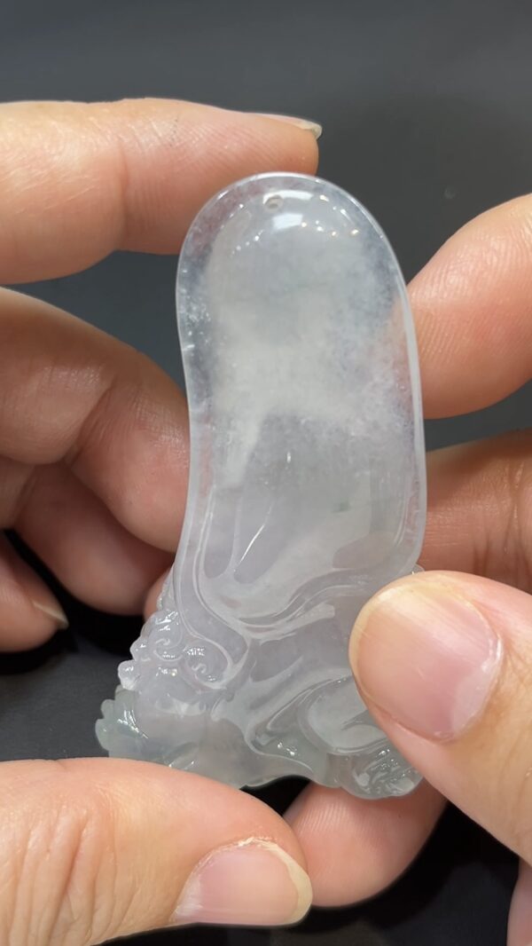 翡翠玉器精選 智光威儀・高品質翡翠文殊菩薩玉吊墜 編號# 430 - Image 6
