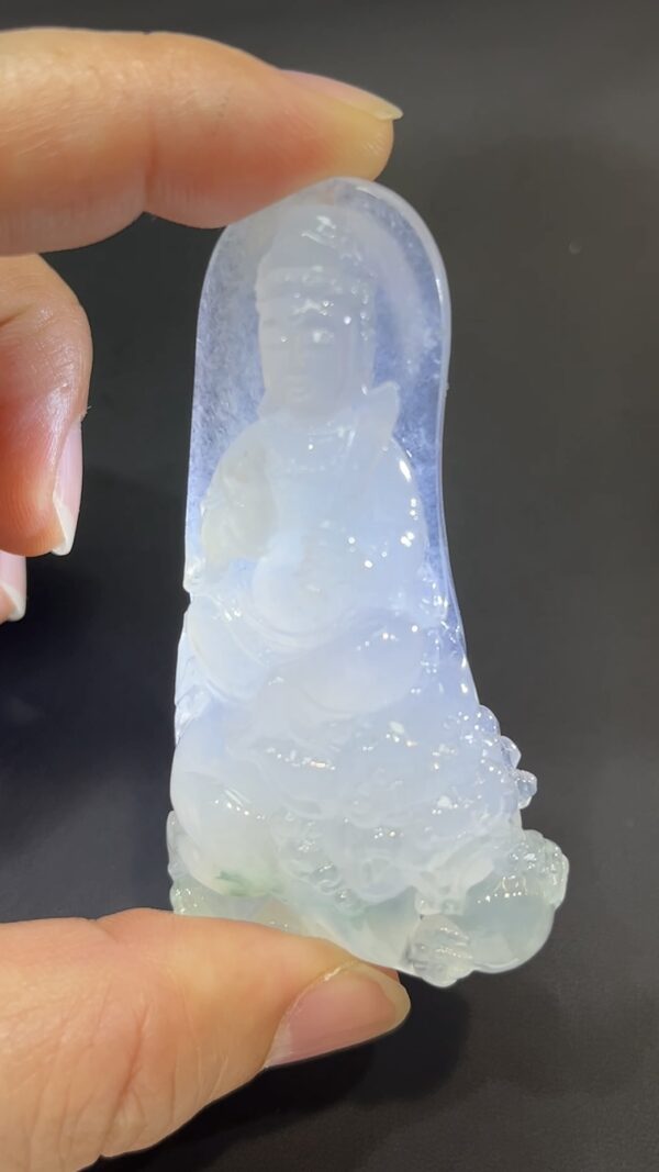 翡翠玉器精選 智光威儀・高品質翡翠文殊菩薩玉吊墜 編號# 430 - Image 9
