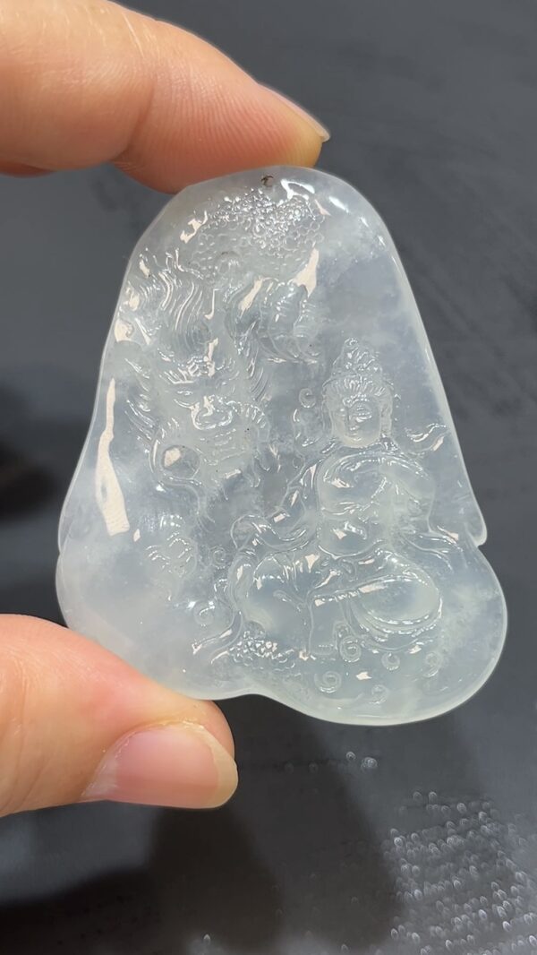 龍伴觀音翡翠吊墜｜天然 A 貨雕刻精品 翡翠龍神守護玉器推薦 編號#471 - Image 6