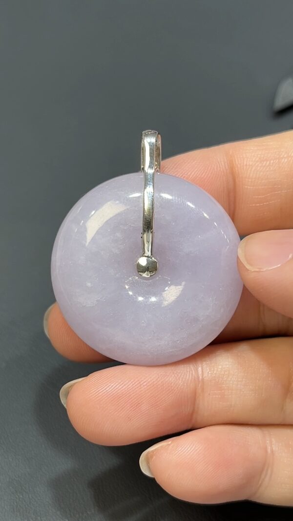 紫翡翠厚身平安扣｜18K白金鑲鑽扣頭｜天然玉器｜商品編號#474 - Image 2