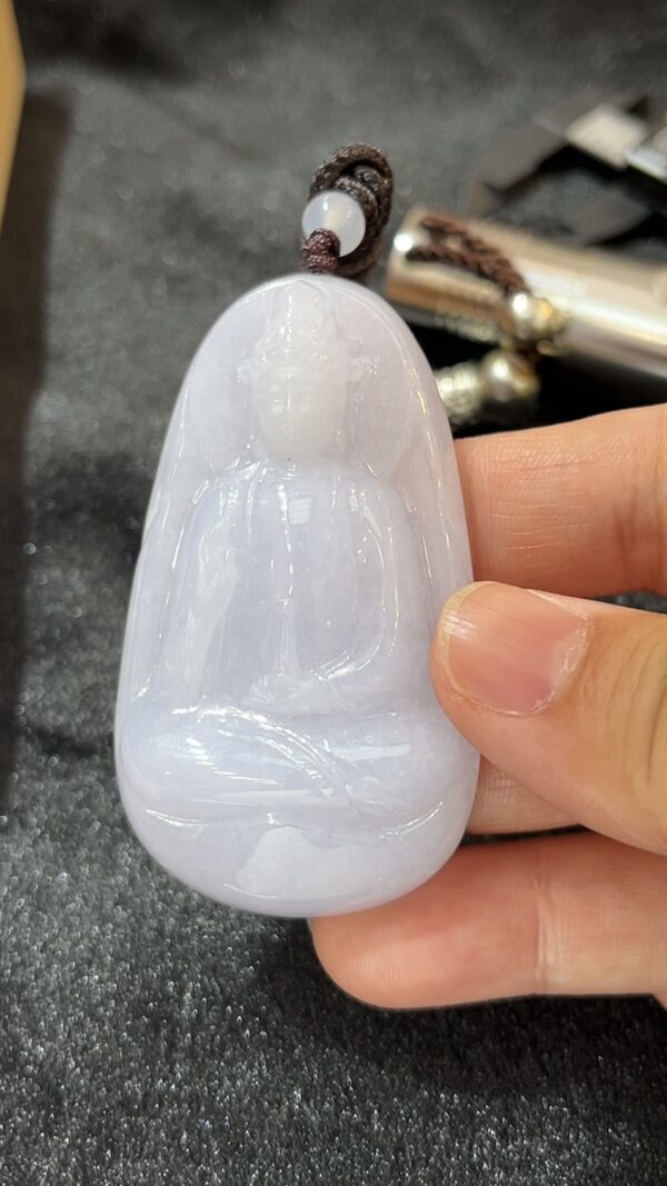 淺紫色翡翠觀音吊墜｜大件厚身玉器推薦｜天然 A 貨紫羅蘭翡翠吉祥守護 編號 #467 - Image 2