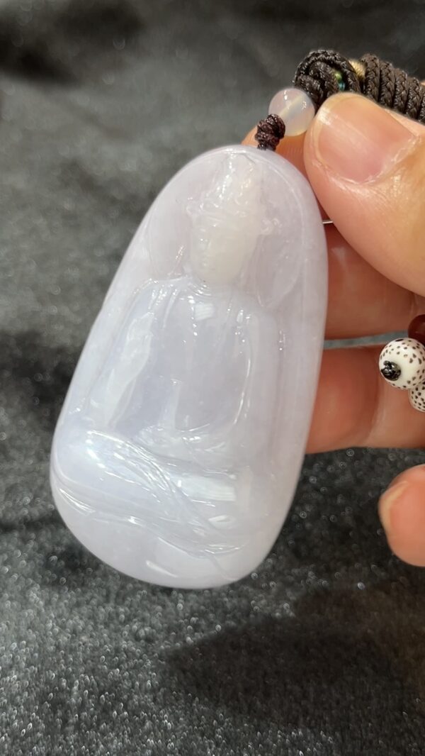 淺紫色翡翠觀音吊墜｜大件厚身玉器推薦｜天然 A 貨紫羅蘭翡翠吉祥守護 編號 #467 - Image 9