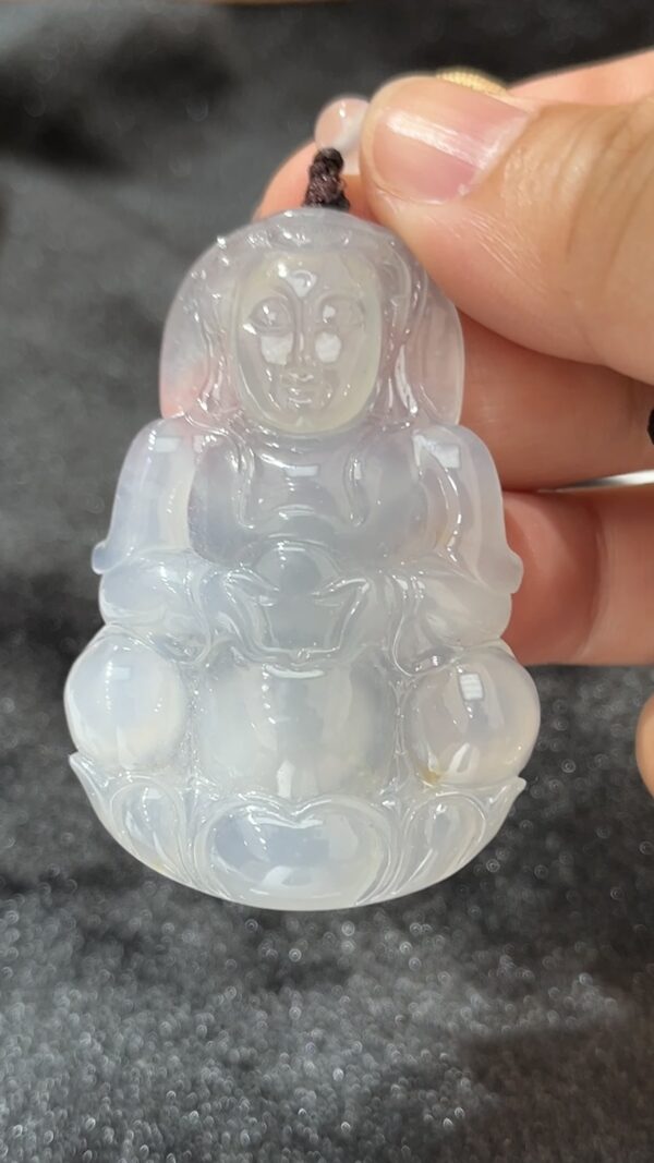 白色翡翠觀音吊墜｜天然 A 貨玉器 厚身精品 吉祥守護推薦 編號 #468