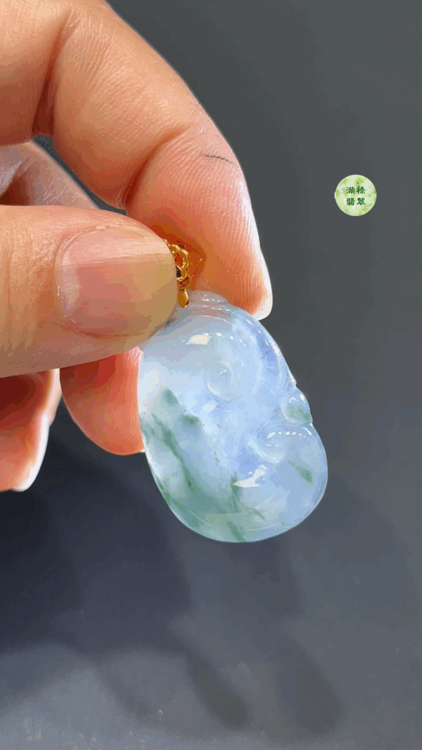 翡翠玉器精選 編號#401 紫翡如意・18K黃金典藏之美 如意吊墜 - Image 7