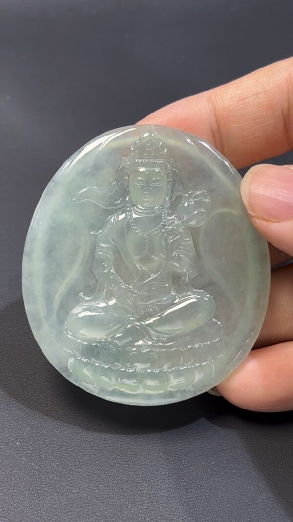 翡翠觀音｜高品質天然翡翠 × 盤腿蓮花台 × 手持蓮花｜玉器靈氣守護 編號#500
