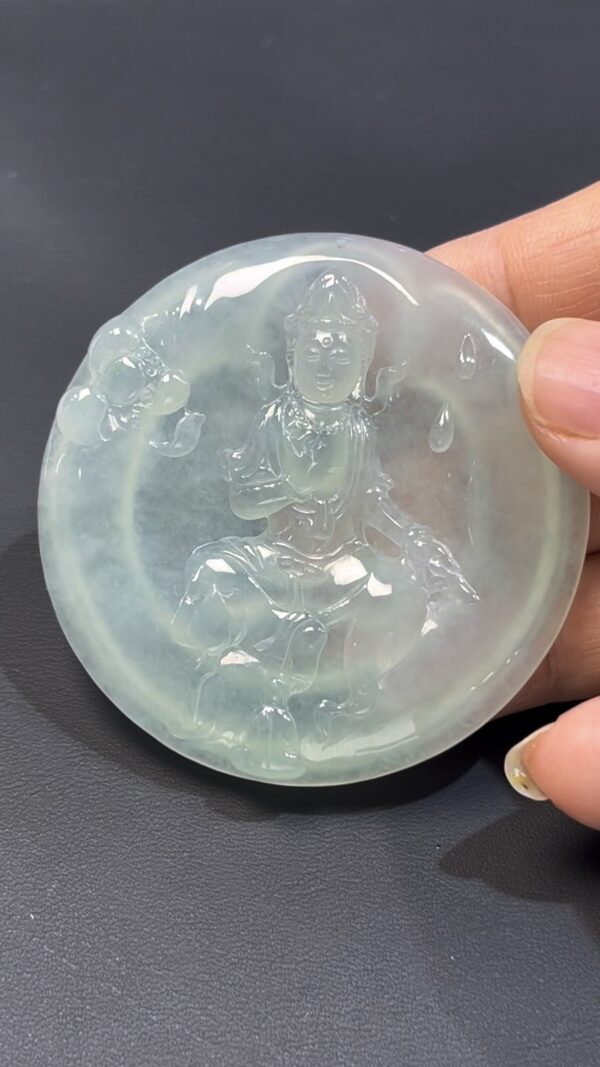 翡翠觀音｜ 高品質天然翡翠 × 甘露灑落 ｜玉器靈性守護 編號#501