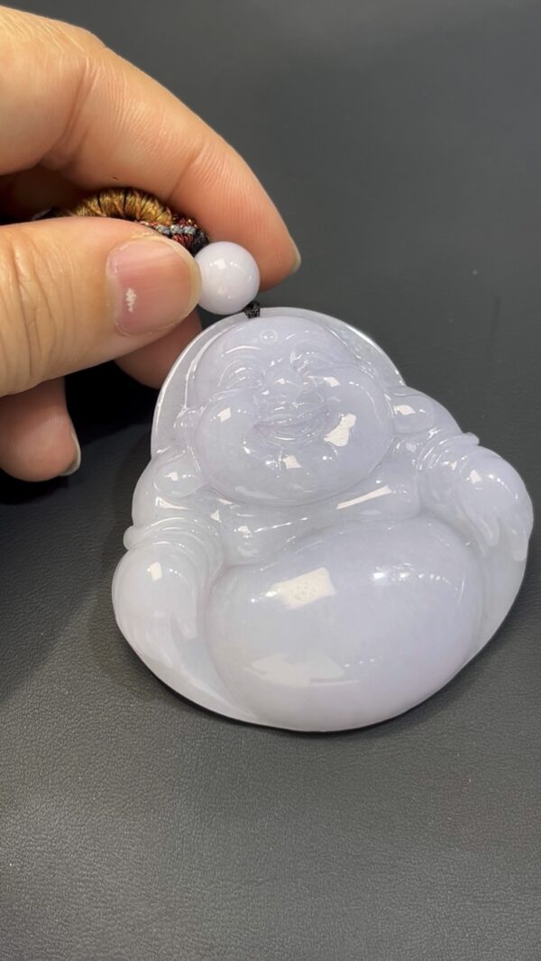 翡翠彌勒佛｜大型淺紫翡翠玉雕 × 靈性守護 × 編號#522玉器精品推薦 - Image 2