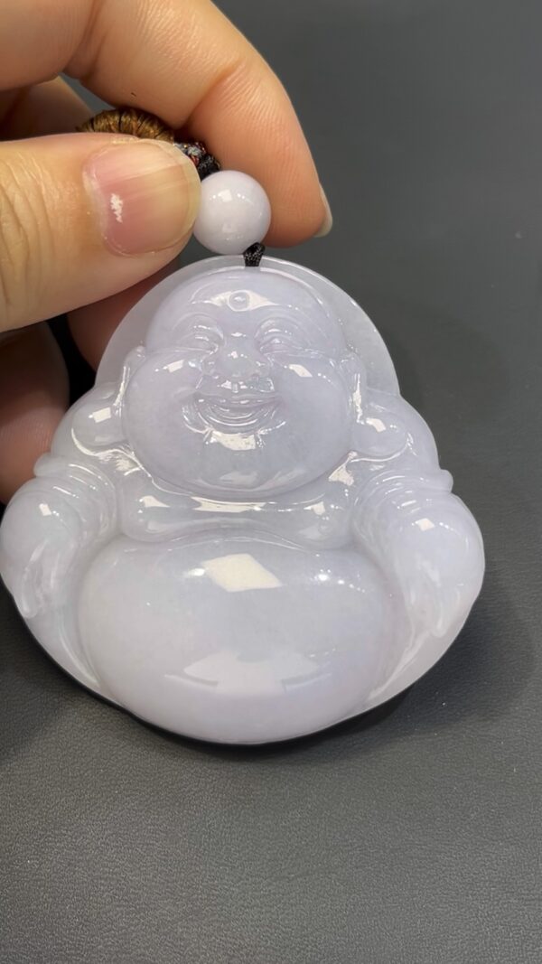 翡翠彌勒佛｜大型淺紫翡翠玉雕 × 靈性守護 × 編號#522玉器精品推薦 - Image 3