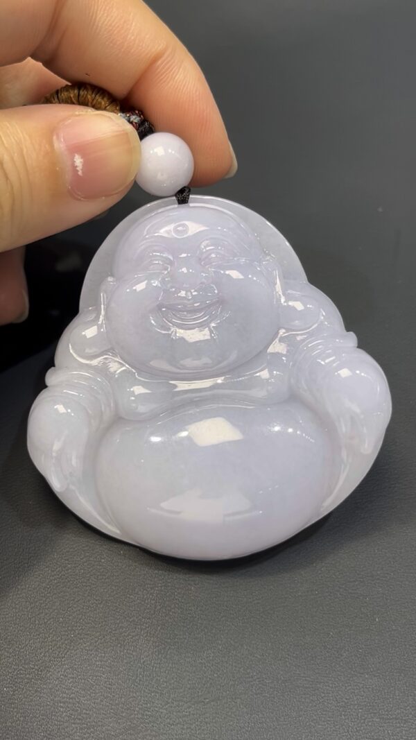 翡翠彌勒佛｜大型淺紫翡翠玉雕 × 靈性守護 × 編號#522玉器精品推薦 - Image 4