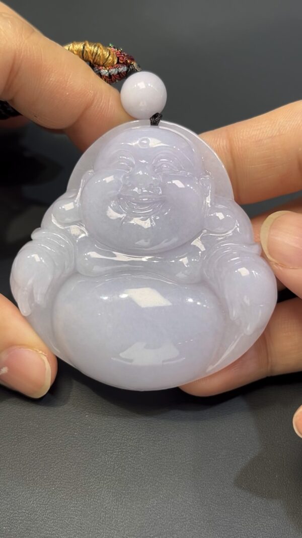 翡翠彌勒佛｜大型淺紫翡翠玉雕 × 靈性守護 × 編號#522玉器精品推薦 - Image 8
