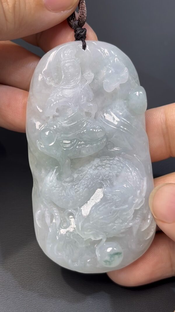 翡翠觀音騎龍｜編號#530 立體雕刻 × 龍騰護法 × 靈性玉器 × 翡翠精品推薦 - Image 7