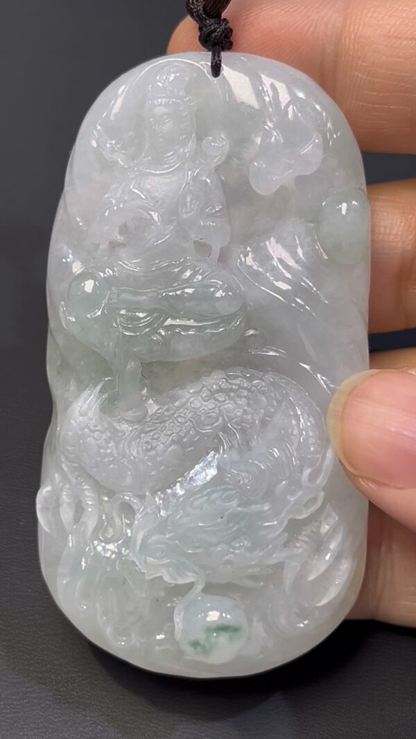 翡翠觀音騎龍｜編號#530 立體雕刻 × 龍騰護法 × 靈性玉器 × 翡翠精品推薦 - Image 12