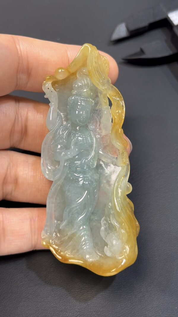 黃翡翡翠 · 俏色站觀音吊墜 · 白玉巧雕 · 編號#565 · 靈性守護 × 福慧圓滿 × 隨身佩戴 - Image 9