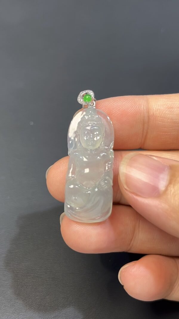 翡翠觀音吊墜 · 編號#570 · 寶寶觀音設計 × 18K白金扣 · 守護平安 × 溫潤慈悲 × 精品玉佩 - Image 7