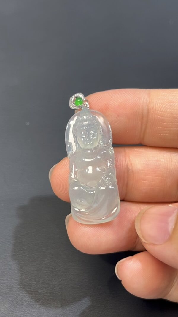 翡翠觀音吊墜 · 編號#570 · 寶寶觀音設計 × 18K白金扣 · 守護平安 × 溫潤慈悲 × 精品玉佩 - Image 8