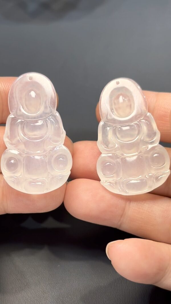 冰透高品質翡翠觀音一對｜同料雕刻 × 靈性守護 × 收藏精品｜編號 #575 - Image 8